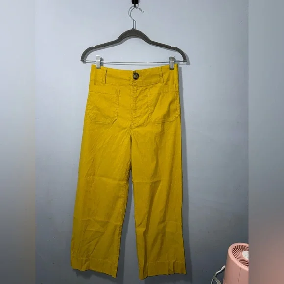 Maeve Anthropologie The Collette Cropped Wide Leg Linen blend pants 29 EUC - Picture 2 of 10